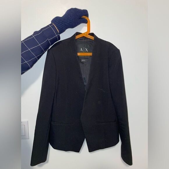 Armani exchange black collarless blazer - Picture 2 of 5